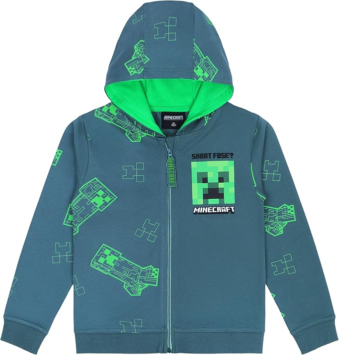 Minecraft Hettegenser med Glidelås Creeper Party - Supernerds