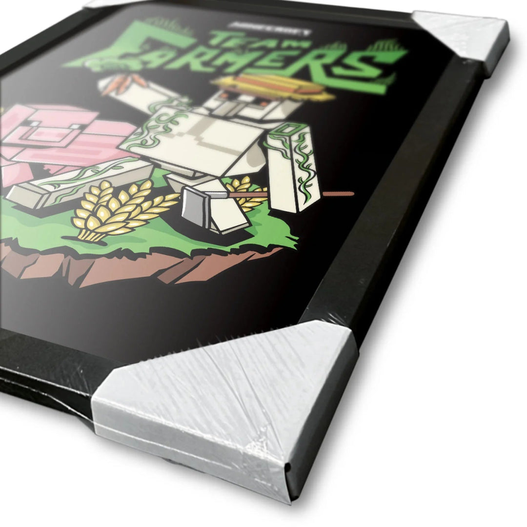 Minecraft Innrammet Bilde 30 x 40 cm Team Farmers - Supernerds