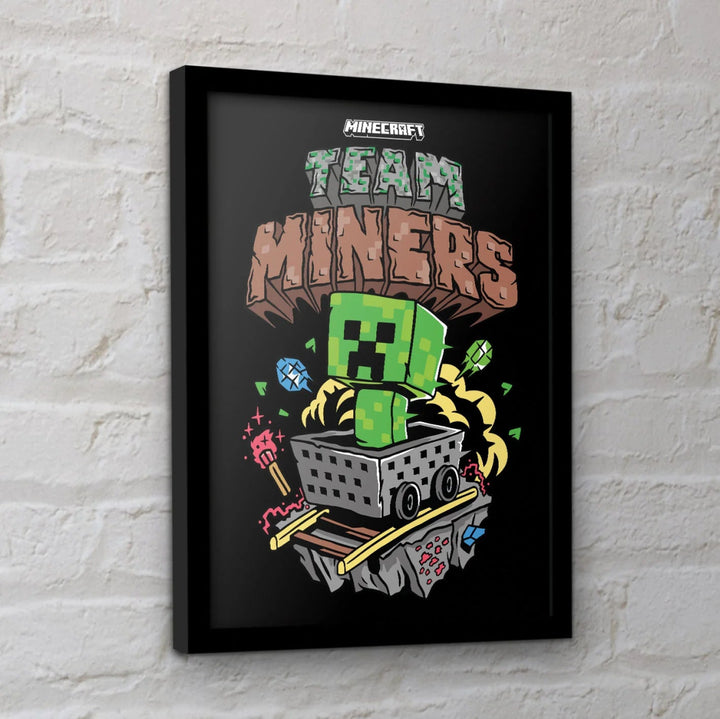 Minecraft Innrammet Bilde 30 x 40 cm Team Miners - Supernerds