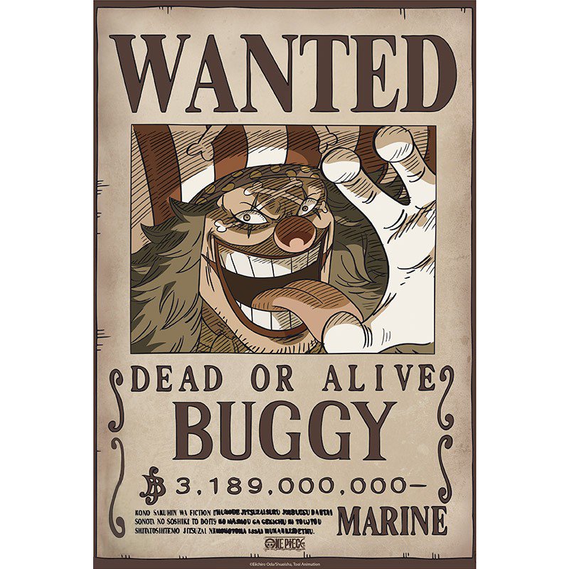 One Piece Plakat 52 x 38 cm Wanted Buggy Wano - Supernerds