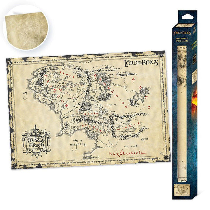 Ringenes Herre Plakat Middle Earth Map 66 x 46 cm - Supernerds