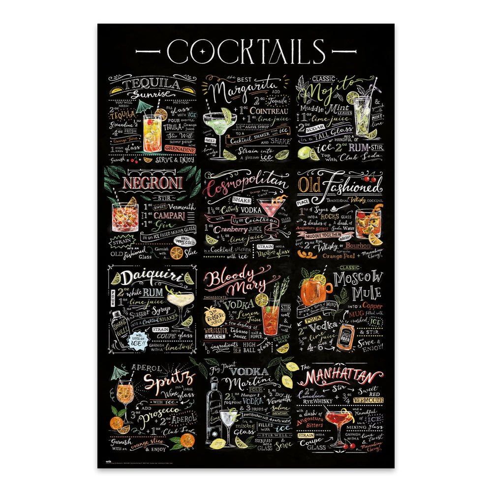 Cocktail Drinker Oppskrifter Plakat - Supernerds