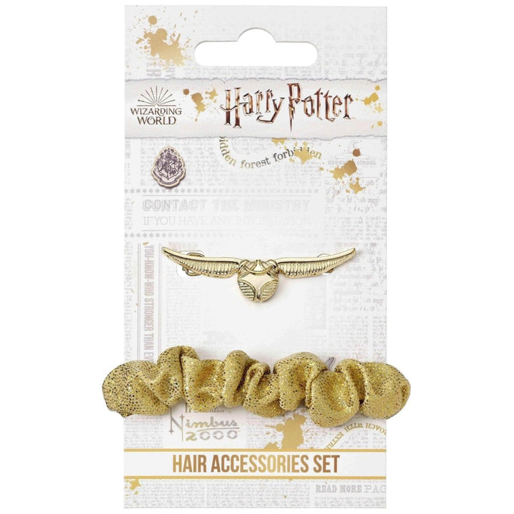 Harry Potter Hårstrikk Scrunchie og Hårspenne Golden Snitch 2-pk - Supernerds