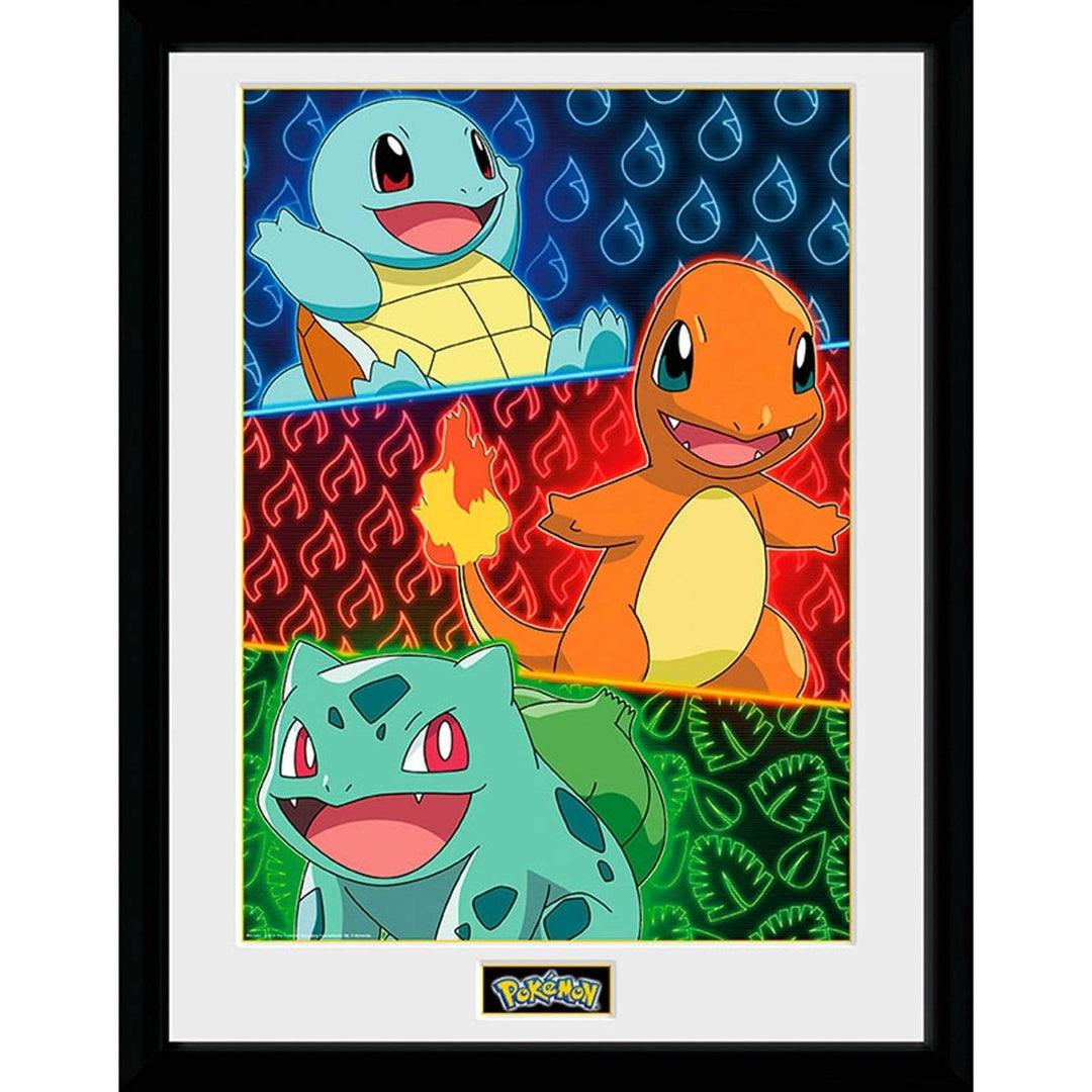 Pokemon Innrammet Bilde 30 x 40 cm Starters - Supernerds