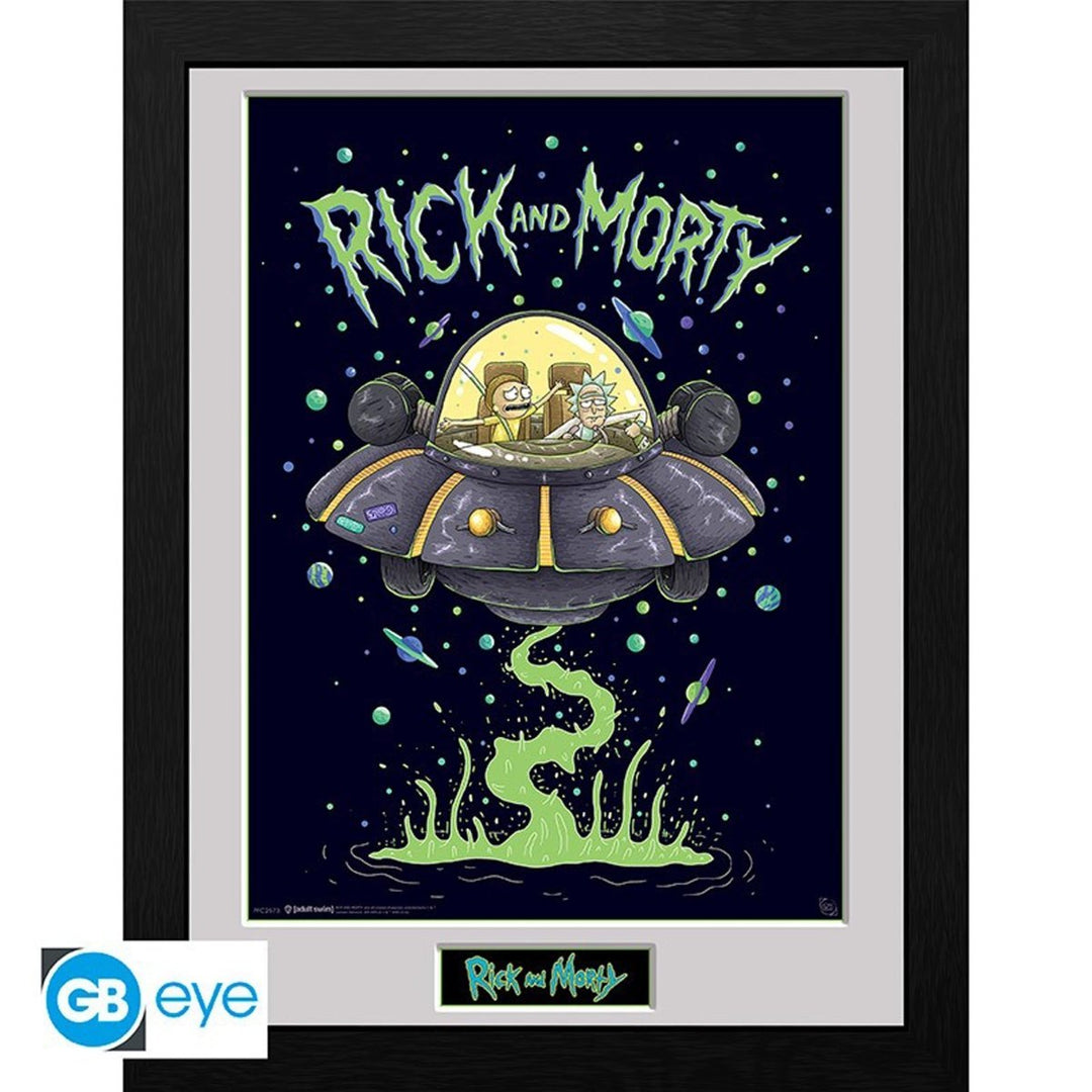 Rick and Morty Innrammet Bilde 30 x 40 cm Spaceship - Supernerds
